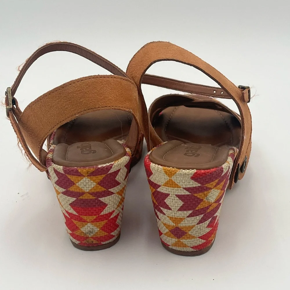 Galibelle Brown Strappy Sandals with Patterned Wedge Size 7 - Picture 6 of 10